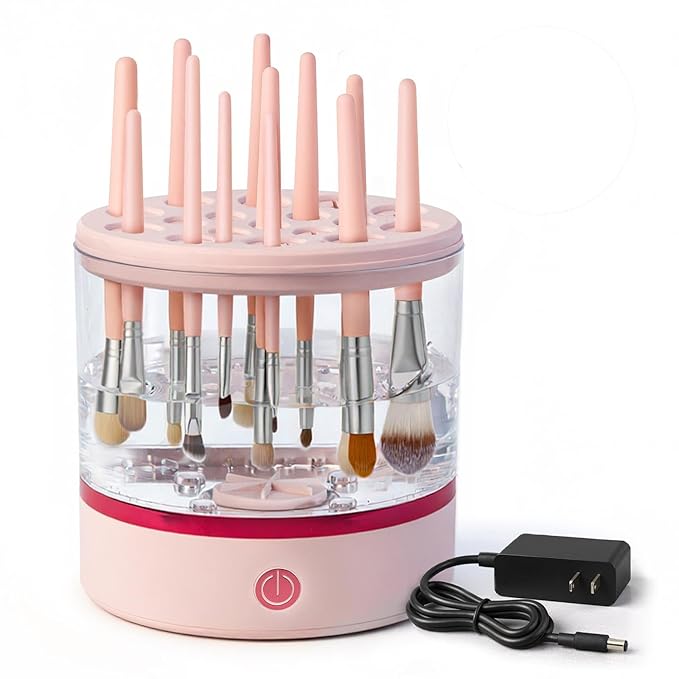 360° Electric Makeup Brush Cleaner – Dual Spin Makeup Brush Cleansing Machine Holds 17 Brushes, Portable Compact Design for Travel & Home Use, Perfect for Makeup Lovers & Professionals