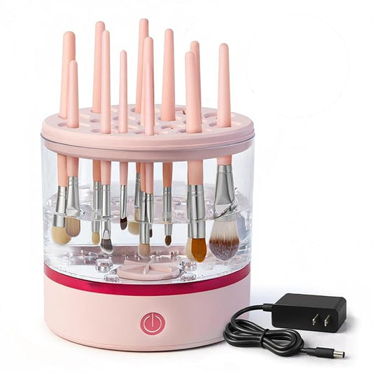 360° Electric Makeup Brush Cleaner – Dual Spin Makeup Brush Cleansing Machine Holds 17 Brushes, Portable Compact Design for Travel & Home Use, Perfect for Makeup Lovers & Professionals