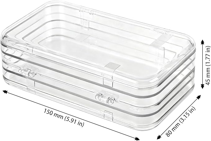 JAPCHET 4 Pack Tri-Fold Press On Nail Organizers, 4-Page Press On Nail Storage Box with 120 Adhesive Double Sided Tape, Clear Nail Packaging Boxes for Storage Display Fake Nails, 6x3 Inch