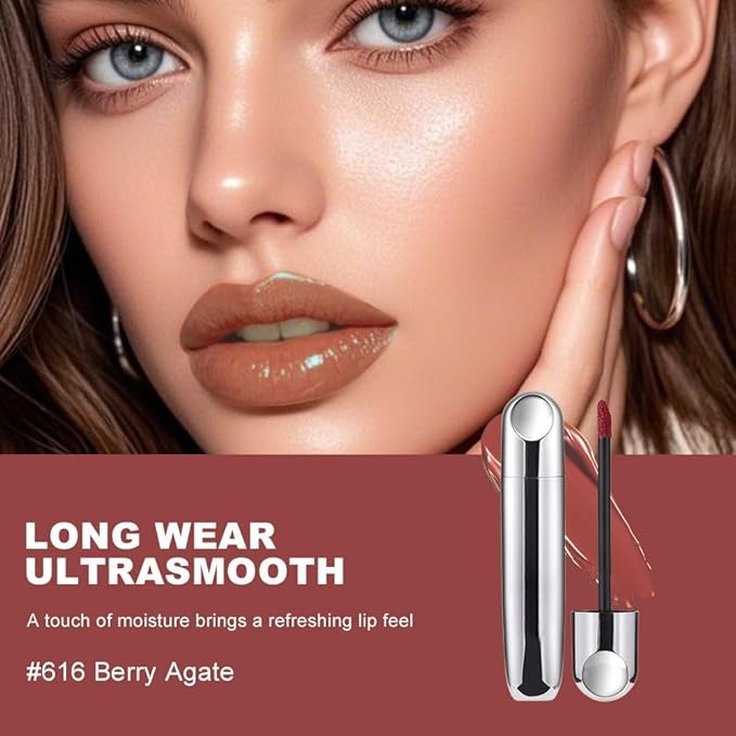 Rosewood Nude Hydrating Lip Gloss Tint–High Pigment Plumping Lip Tint,Long-Lasting Waterproof Lip Lacquer,for Brightening Lips with Buildable Radiant Gloss,Gift for Women Holiday Makeup,616#