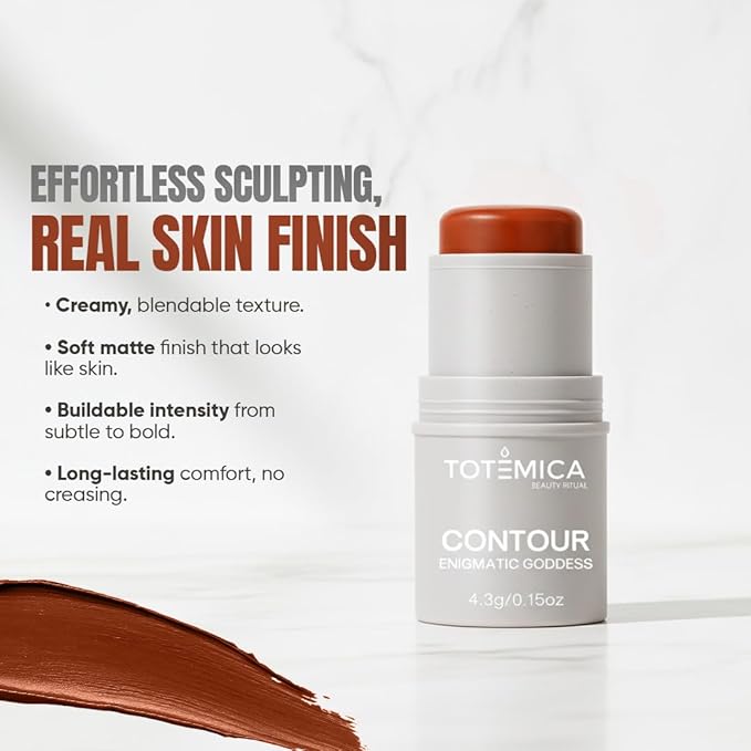 TOTEMICA Cream Contour Stick, “Enigmatic Goddess” by Ana Patricia, Cool Toned Sculpting Makeup, Soft Matte Cream Formula, Long-Lasting Blendable Face Shaping Stick | 0.15 oz - Expresso Shade