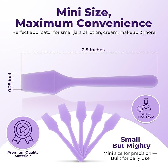 Kopperko Mini Beauty Spatula (2.5", 500 Pack) - Small Beauty Spatulas for Creams, Cosmetics & Crafts | Moisturizer Applicator for Mixing, Cosmetic, Face Mask | Disposable Makeup Spoon | Purple