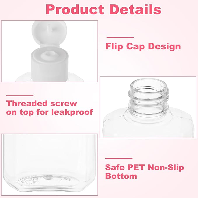 QTLCOHD 120 Pack 2 Oz Travel Bottles with Flip Caps, Plastic Empty Hand Sanitizer Bottles for Lotion, Portable Refillable Mini Hand Sanitizer Bottle Bulk Reusable Container for Shampoo Body Soap Toner