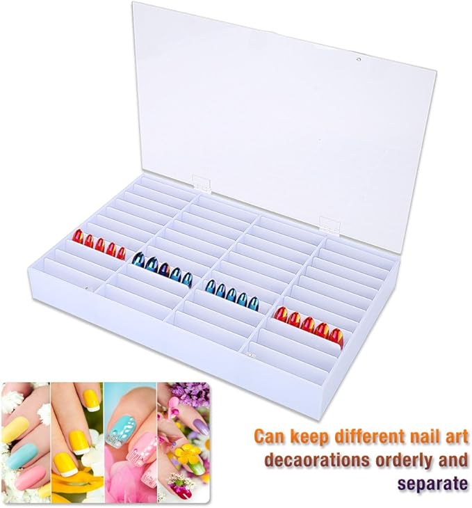 Semme False Nail Art Tips Storage Box, Transparent Empty Nail Display Case Nail Tips Organizer Holder Nail Decoration Container