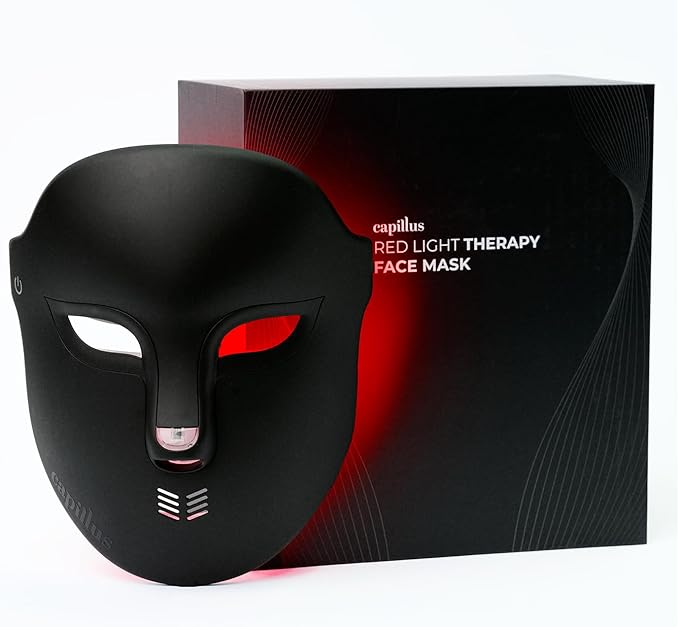 Capillus Red Light Therapy Mask – LED Face Mask Light Therapy 4 in 1 Infrared, Blue & Pink Red Light Mask Face Therapy Device