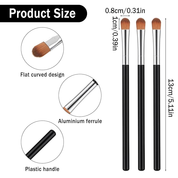 12 Pcs Concealer Brush, Eyeshadow Brush Flat Concealer Brushes Small Eyeshadow Brushes Makeup Applicator for Brow Tools for Cream Liquid Shadows Blending Mini Eye Applicator Smudge