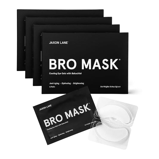 BRO MASK Under Eye Patches for Men with Hydrogel (6 pairs) - Anti-Aging Korean Eye Masks for Dark Circles and Puffiness - Puffy Under Eye Treatment - Perfect Skin Care for Men