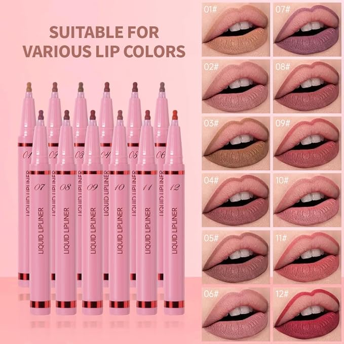 Hxssll Mocha Brown Lip Liner Stain – 24H Longwear Waterproof Matte Lip Contour Pen, Transfer-Proof Precision Marker for Defining & Outlining Lips All Day Stay Lip Lip Liner Marker 03#