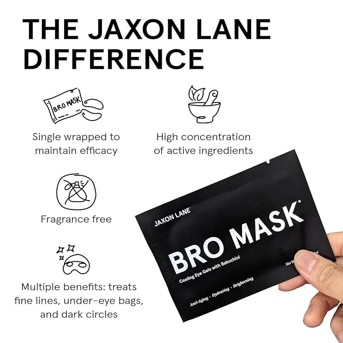 BRO MASK Under Eye Patches for Men with Hydrogel (6 pairs) - Anti-Aging Korean Eye Masks for Dark Circles and Puffiness - Puffy Under Eye Treatment - Perfect Skin Care Stocking Stuffers for Men