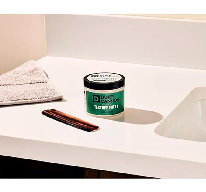 Duke Cannon Supply Co. Supply Co. Dry Hold Texture Putty - Medium Hold Hair Putty - Ideal for short to medium styles and all textures - No Shine - Beeswax & Vitamin E - Water Based (4.6 oz)