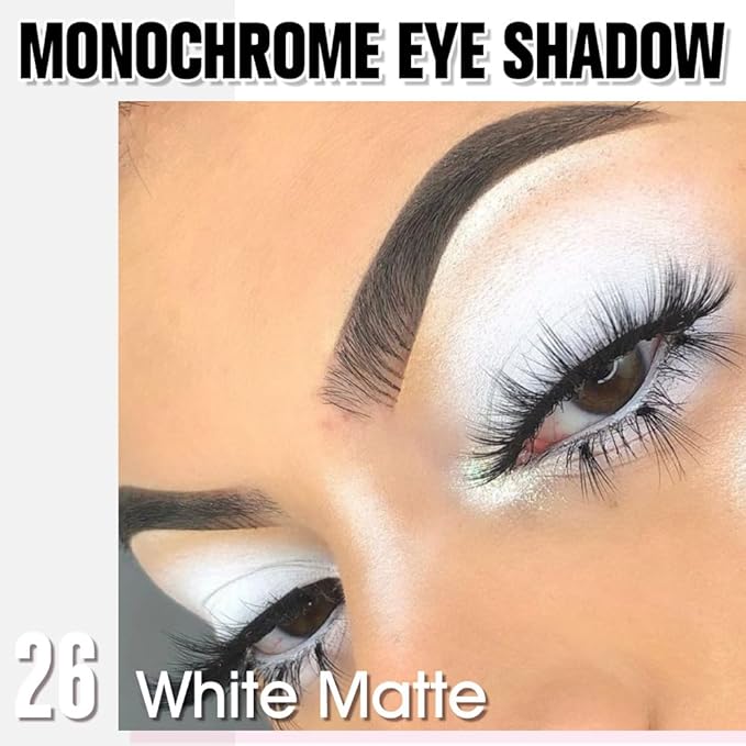Matte White Single Eyeshadow Makeup, Neutral Cream Powde Eye Shadow for Women, White Matte Singles Eyeshadow Palette Pigmented Waterproof, sombras para ojos, Girls Christmas Eyeshadows Gifts 26