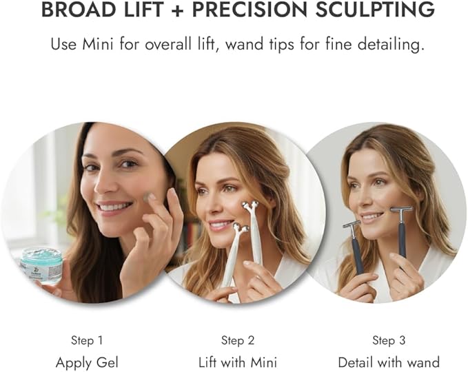 7E Wellness MyoLift Mini + Precision Wand Kit – Microcurrent Device & Accessory Set for Full-Face & Targeted Treatments, Enhanced Conductivity, Skin Comfort & Firmness – Works with Restore & Renu Gels