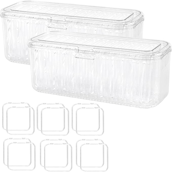 JAPCHET 24 PCS 3.3 Inch Press on Nail Organizer, Clear Storage Box with 2 Big Storage Box for Nails Display Home Salon