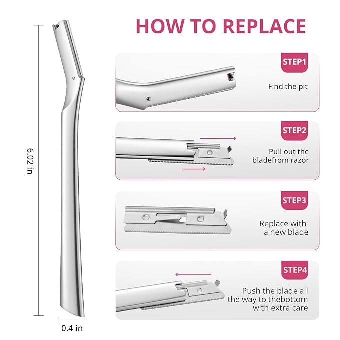 Mistfree Dermaplane Razor for Women Face, Eyebrow Razor for Women & Men, Professional Metal Dermaplaning Tool with 12PCS Refill Blades, Reusable Face Razor for Exfoliation & Peach Fuzz Removal