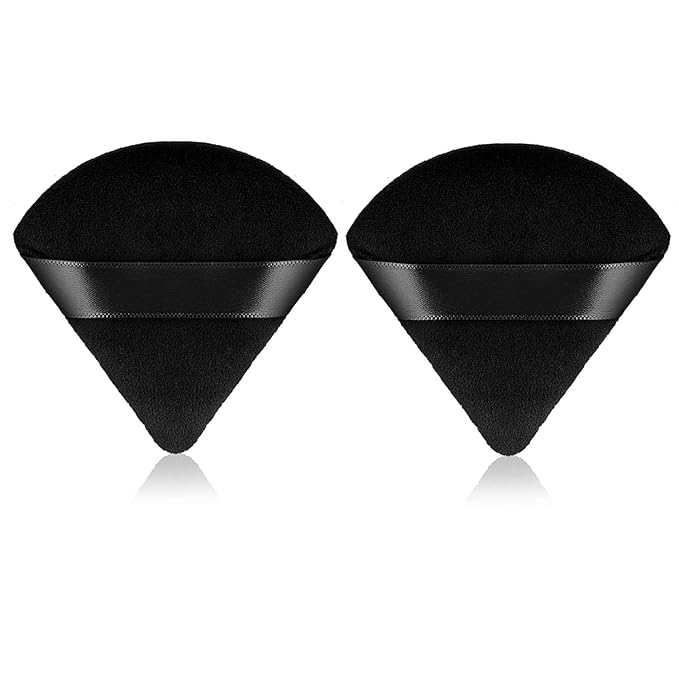 2 Pcs Powder Puffs for Face Powder Triangle Powder Puff, Face Makeup Tools for Applying Loose or Pressed Powders, Fit Easily and Softly to Face 1208