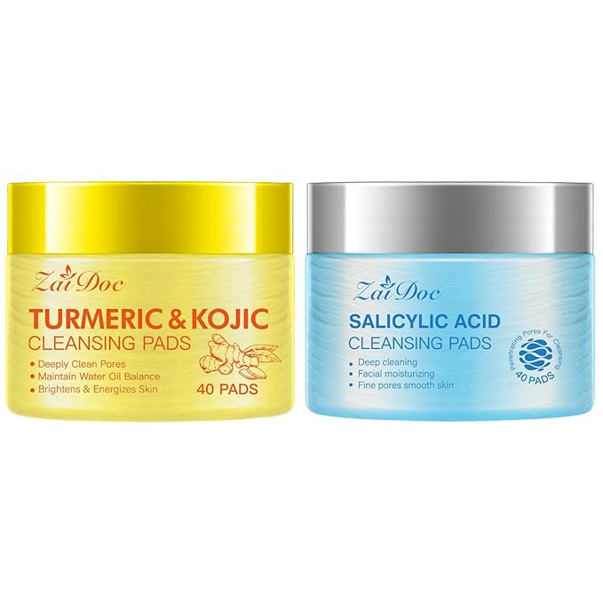 2 Sets Remover Wipes, with Turmeric & Salicylic Acid, Exfoliating Face Cleansing Pads for Hydrating, Moisturizing & Calming for Sensitive Skin