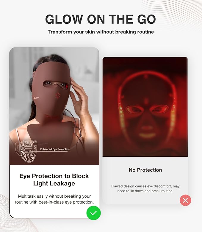 JOVS 4D Red Light Therapy Mask for Face with 4 Color Light Modes, Breathable Wireless 328 LEDs Face Mask with 850NM Near-Infrared Light, Portable LED Face Mask Light Therapy with Timer for Home Travel
