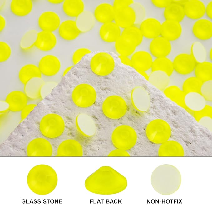 Novani 3000 Pieces Flatback Rhinestones Glass Round Gems Neon-Yellow Crystals for Nail Art DIY Crafts Clothes Shoes,SS16,3.8-4.0mm