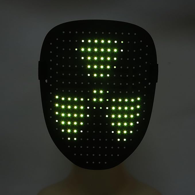 Led Face Cover With 25 Dynamic And Static Display Modes Gesture Sensing Light Up Transforming Design For Cosplay Carnival Festival Party
