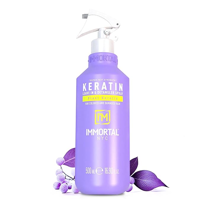 Immortal NYC Keratin, Leave-in Conditioner and Detangler Spray, 17 oz, For Colored and Damaged Hair