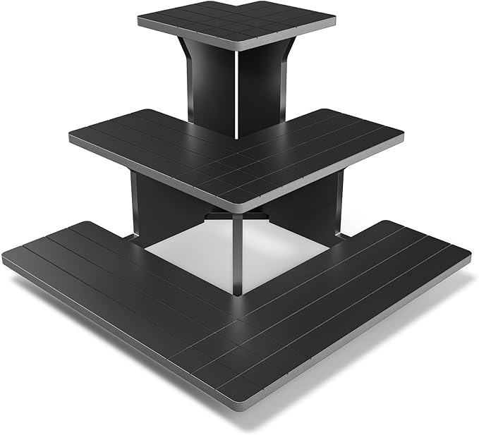 3 Tiers Display Shelves for Vendors, Display Stand Portable for Store Retail Tiered Display Stand, Cupcake, Soap, Candles, Glasses, Jars, Crafts Show, Jewellery, Black Farmers Market Stand