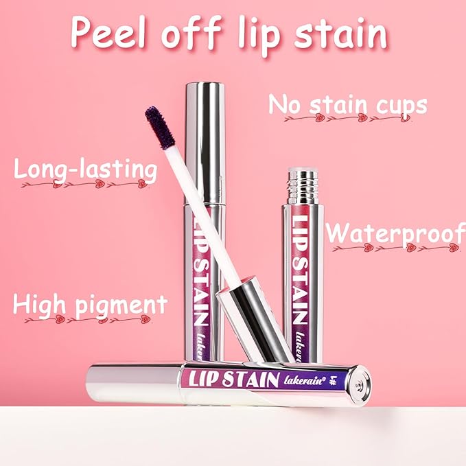 3 PCS Peel Off Lip Liner Set, Matte Pink Lip gloss Stain, Lip Liner Stay, Long Lasting Peel Off Lip Stain Tattoo