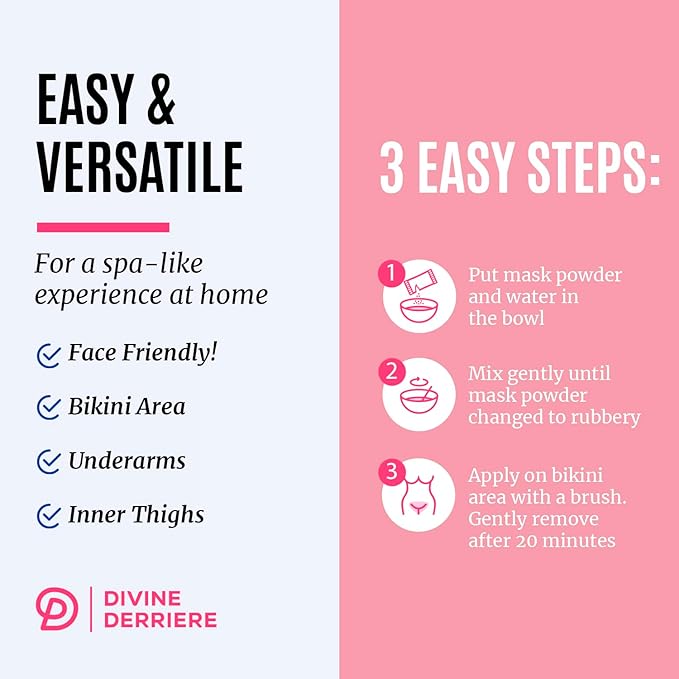 Divine Derriere Hydrogel Vajacial Mask - Premium Modeling Rubber Mask with Hyaluronic Acid, Deeply Purifying & Super Hydrating Hydro-jelly Sheet Masks, Complete Peel-Off Powder Kit