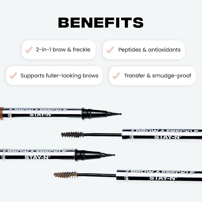 Sacheu Brow & Freckle STAY-N Tinted Eyebrow Gel & Faux Freckle Pen — 2-in-1 Longwear Water Resistant Brows Tint, Cruelty-Free & Vegan, Blonde Roast