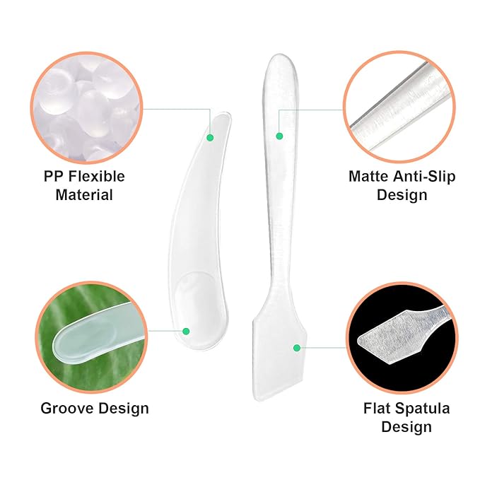SumDirect Plastic Cosmetic Spatulas and Spoons 300 Pcs Disposable Mini Frosted Clear Makeup Mask Spatula