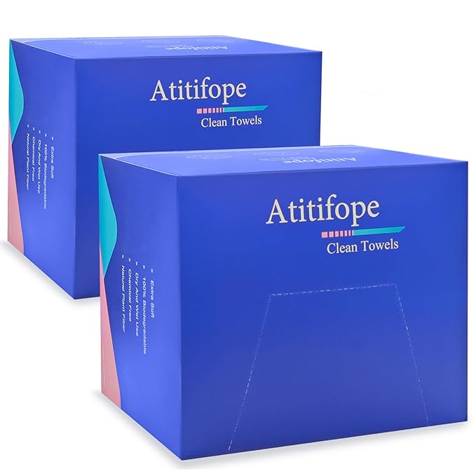 Atitifope Disposable Face Towels Makeup Remover Wipes Super Soft and Thick Dry Cleaning Cloths (100Count (2Boxes))
