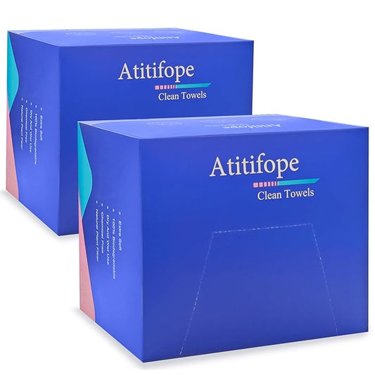 Atitifope Disposable Face Towels Makeup Remover Wipes Super Soft and Thick Dry Cleaning Cloths (100Count (2Boxes))