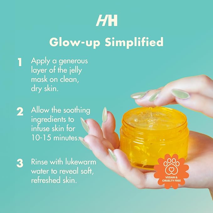Handmade Heroes Sip The Tea Calming Gel Mask – Soothing Hydrating Facial with Chamomile, Jasmine & Hyaluronic Acid – Vegan Skincare for Dry, Sensitive Skin – Skin Plumping Rinse Off Formula 3.4 Fl oz