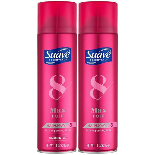 Suave Hairspray Max Hold Variety 2-Pack, Unscented & Scented Formulas – Aerosol Hairspray, 11 Oz Ea.