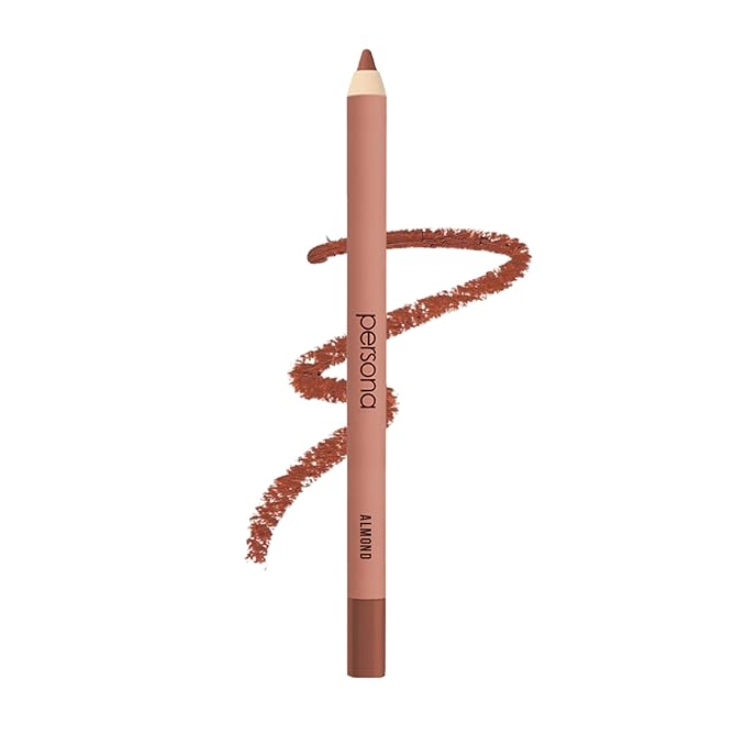 PERSONA Lip Liner Pencil | Creamy, Long-Wear Matte Pencil with Jojoba Oil | Hydrating & Easy to Apply | Shapes, Defines & Contours Lips | Vegan, Cruelty-Free, Paraben-Free | Made in USA, Almond