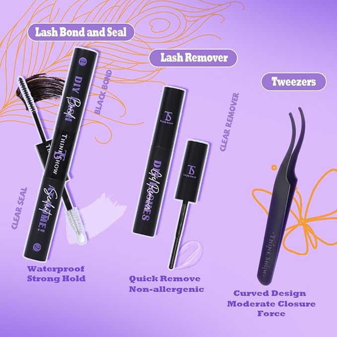 THINK SHOW Wispy Lash Clusters Kit 40D 9-16mm 280pcs Natural Eyelash Extension Kit with Bond and Seal,Tweezers,Remover Individual Lashes Clusters for Beginners and Self Use (40D)