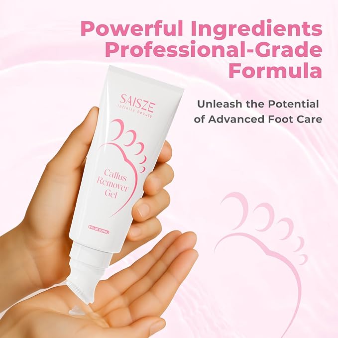 SAISZE Foot Callus Remover with Foot File, Extra Strength Callus Remover Gel with Brush Head, Professional Dead Skin Removal for Feet, 8oz