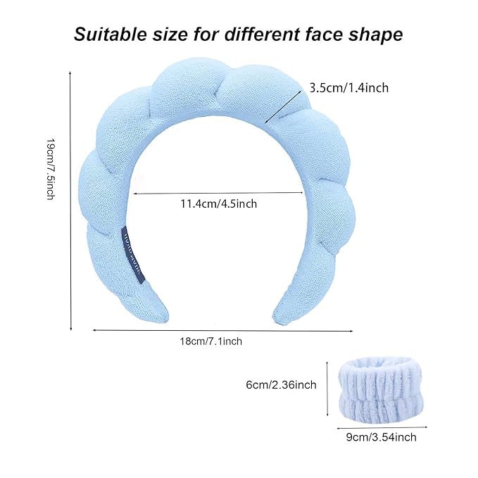 KYHYFJMD Spa Headbands for Washing Face Soft Puffy Bubble Headbands Wristband for Women Girls Makeup Skin Care Facial Beauty Shower Towel Hairband