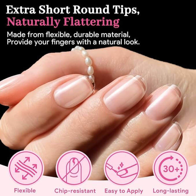 Qiek Short Oval Fake Nail Tips - 15 Sizes 240 PCS Clear Half Matte Press On False Nail Tips Pre-shaped Soft Full Cover Gel Nail Tips Extensions Thick Long Lasting for DIY Beginners & Salon Manicure