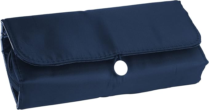 LUEXBOX Portable Folding Makeup Brush Bag, Multifunctional Cosmetics Rolling Storage Case Makeup Brush Holder for Travel, Makeup Brush Organizer Bag (Dark Blue)