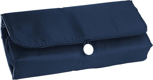 LUEXBOX Portable Folding Makeup Brush Bag, Multifunctional Cosmetics Rolling Storage Case Makeup Brush Holder for Travel, Makeup Brush Organizer Bag (Dark Blue)