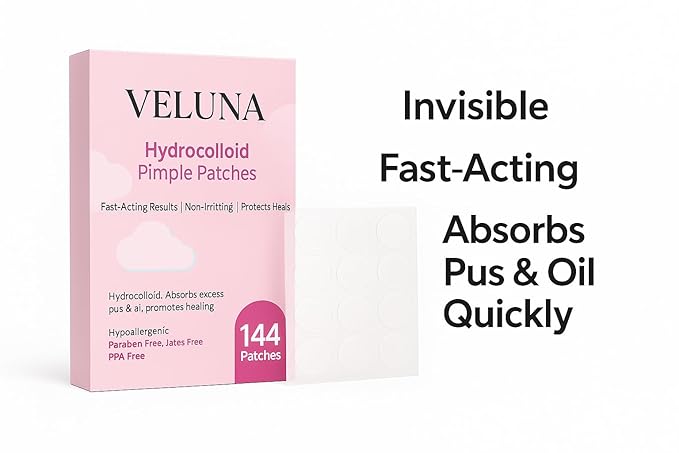 Hydrocolloid Pimple Patches for Face – 144 Count Invisible Acne Spot Dots | Fast-Acting, Waterproof Zit Stickers | Non-Irritating Blemish Patches for Overnight Healing