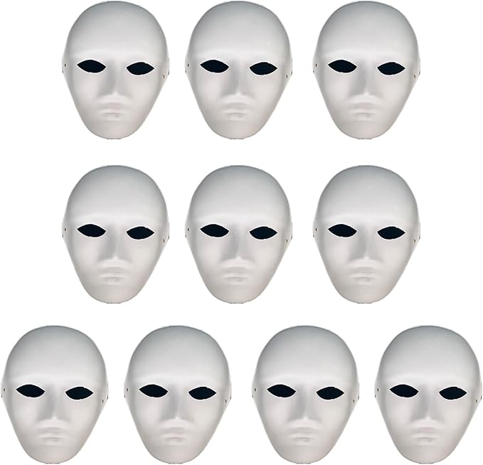 Paintable Paper Masks for Carnival, Cosplay, Halloween Party Women Men DIY White Paper Mask, Masquerade, Pulp Blank for Painting