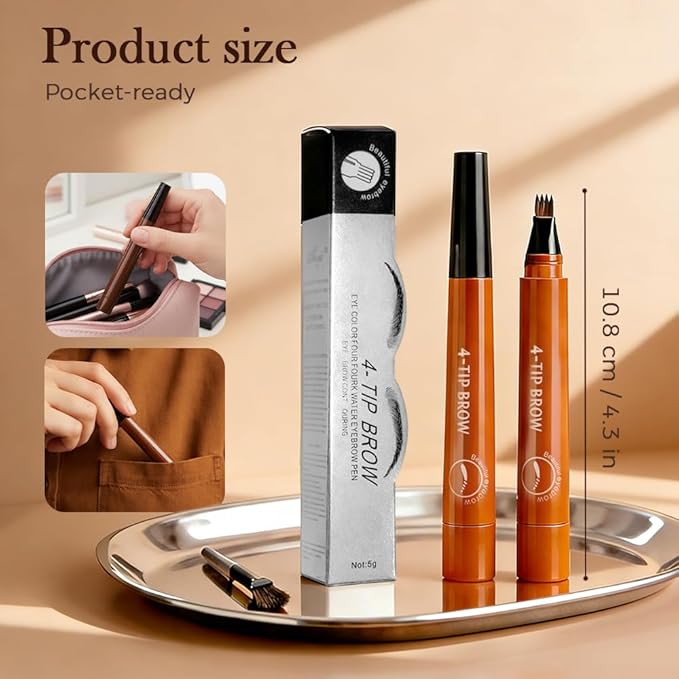 Microblading Eyebrow Pencils, 2026 Upgraded Waterproof 3D Microblading Eyebrow Pen, Ultra-Fine Tip for Natural Hair-Like Strokes, Smudge-Proof Long Lasting Brow Pen for Women (Red Brown)
