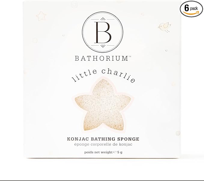 Bathorium Little Charlie Konjac Body Sponge, Gentle & Cleansing Sponge for Babies, Sensitive Skin, 100% Pure Konjac, Ideal for Daily Use, 1 Each