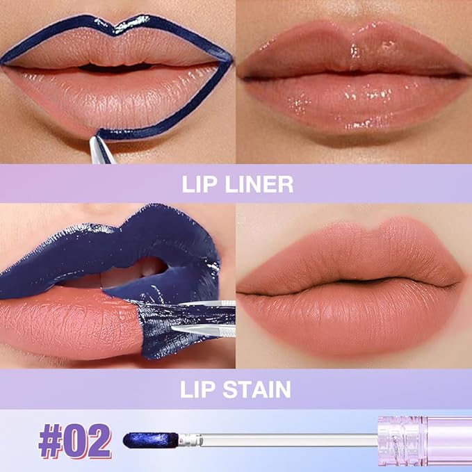 JUAAZIN Matte Lip Stain Peel Off Lip liner Tattoo, Nude Pink Liquid Lips Gloss Peel Off Masque, for Women Long Lasting Waterproof Lipstick Lip Tint Stain, Transfer-proof for All Skin Types 02#