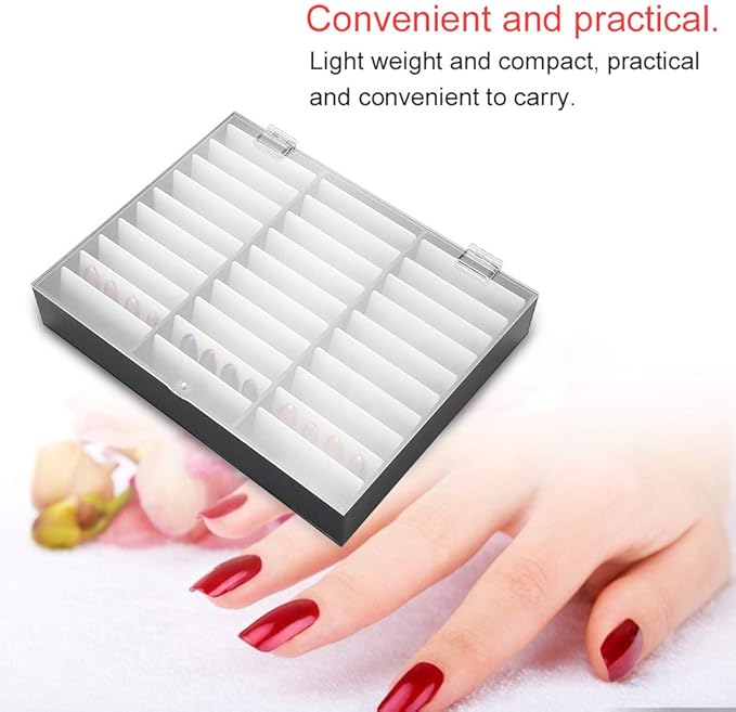 Semme Nail Storage Box, Display Box Nail Art Decoration Container Empty Nail Tips Storage Box Fake Nail Display Case(Black)