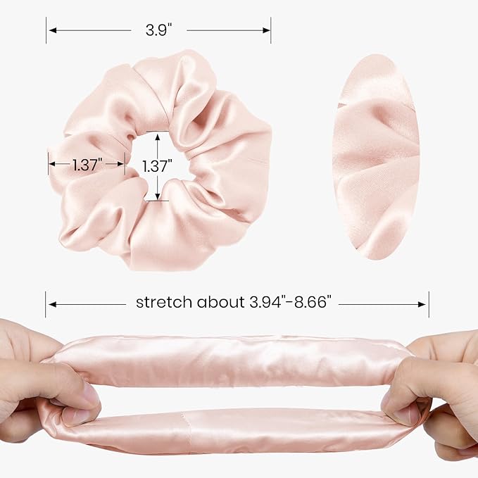 LILYSILK Silk Hair Scrunchies/Ties for Frizz & Breakage Prevention, 100% Mulberry, No Damage, Elastic ponytail Holders, 1Pc, Pale Pink