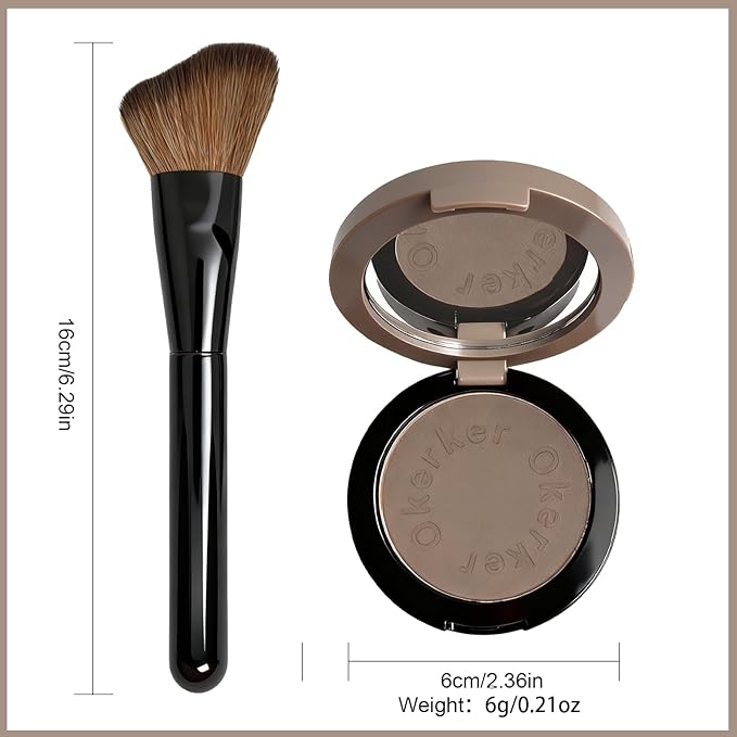 Cool Toned Contour Palette with Mirror, Taupe Grey Contour Powder for Fair Pale Light Cool Toned Skin, Nose Contouring Bronzer Powder with Face Wavy Bristles Brush