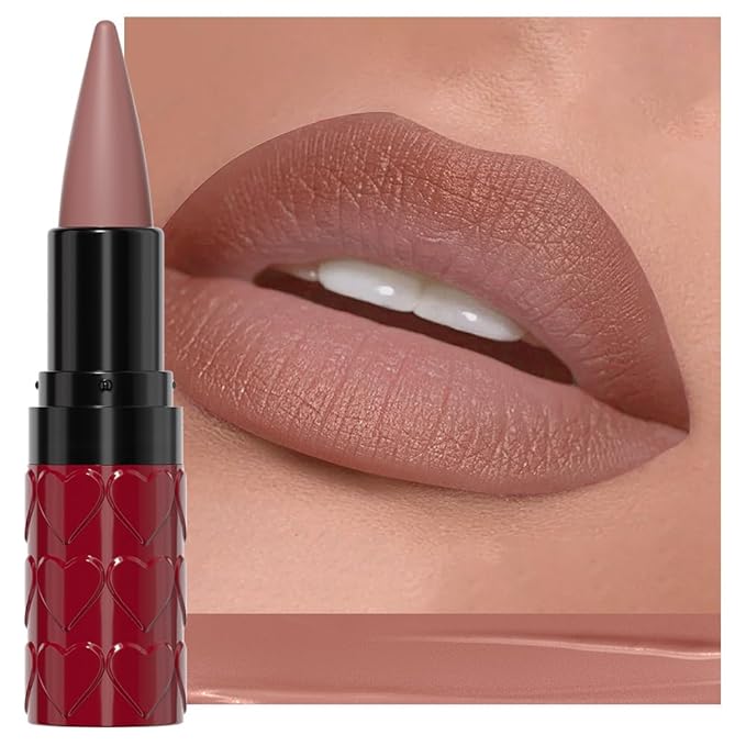 evpct Real Nude Lip Liner Combo Set for Older Women Long Lasting Waterproof, Nude Gradient Matte Lipstick Lips Stick Crayon Pencil Cream Lip Liner and Lipstick Combo Makeup, Flawless Ombre Effect
