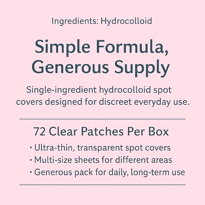 Evyra Spotless Patch – Invisible Hydrocolloid Blemish Cover Dots – Ultra-Thin, Clear Spot Stickers for Discreet Coverage – 72 Count
